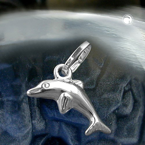 Pendentif dauphin argent sterling vue de profil