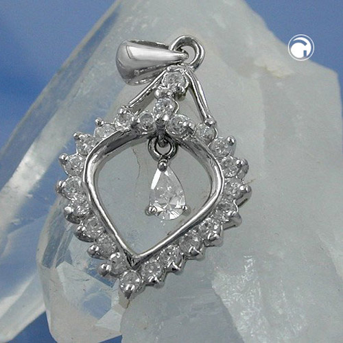 Bijou argent cœur zirconia pendentif vue détaillée