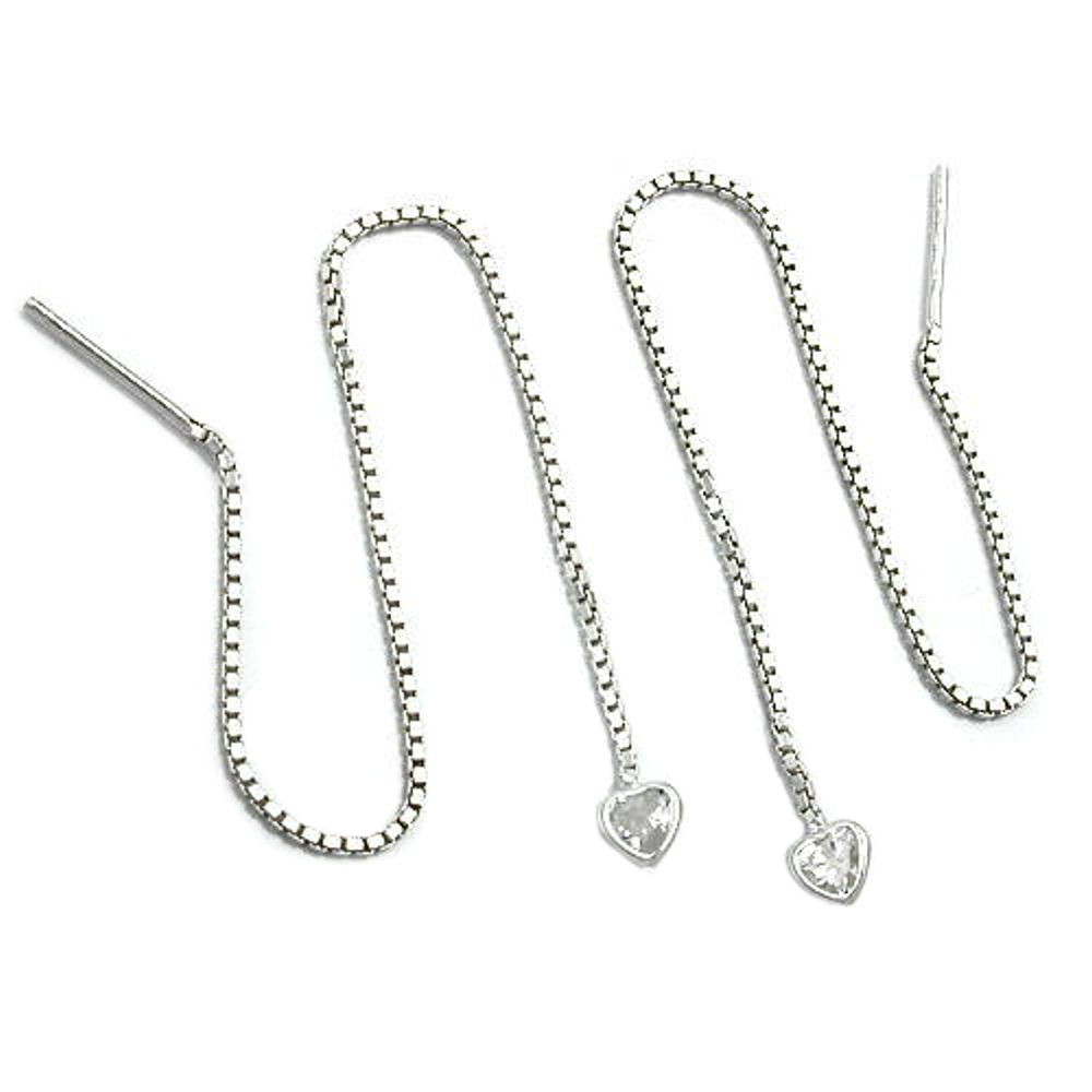 Boucles d'oreilles argent 925 threader coeur zirconium