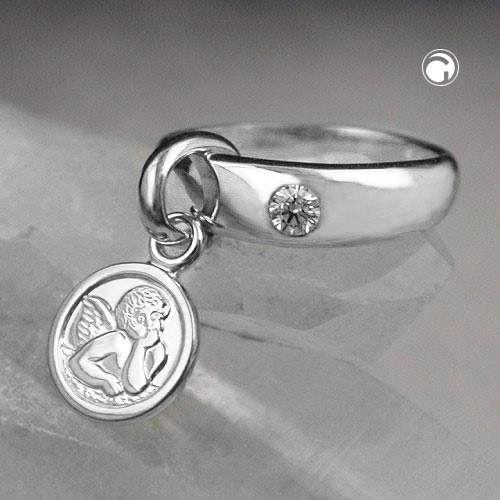 Pendentif argent ange gardien baptême, vue de face