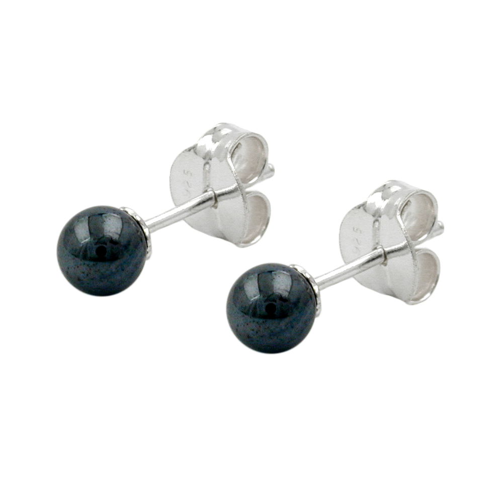 Boucles d'oreilles argent 925 avec hématite 4mm