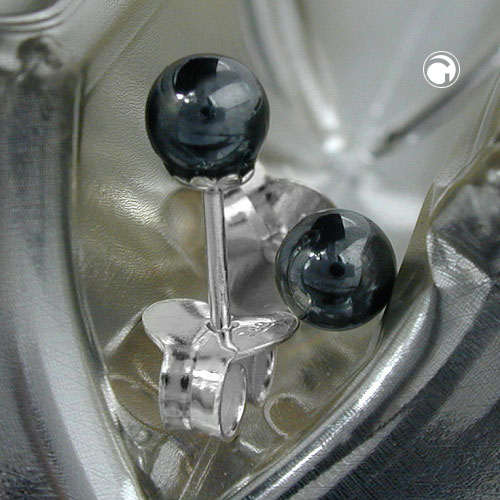 Paire de puces d'oreilles argent sterling et hématite