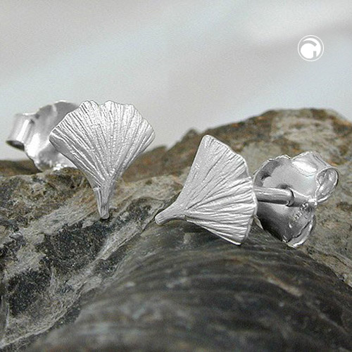 Paire de boucles d'oreilles argent sterling motif feuille de Ginkgo