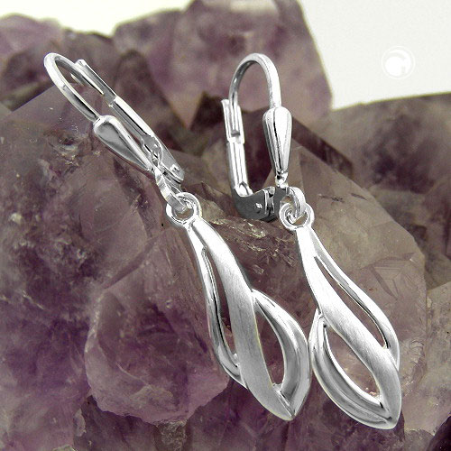 Boucles d'oreilles argent sterling finition mixte mate et brillante