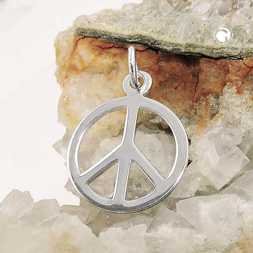Symbole paix argent sterling pendentif vue de face