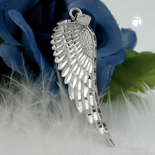 Bijou argent sterling aile d'ange, pendentif protecteur, vue de profil