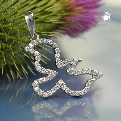 Pendentif oiseau argent sterling zirconias détails