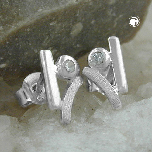 Paire de studs argent 925 zirconium vue de face