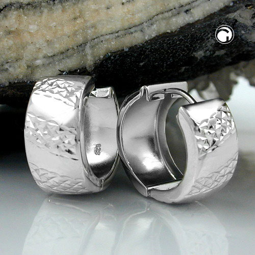 Paire de boucles d'oreilles argent sterling forme ovale