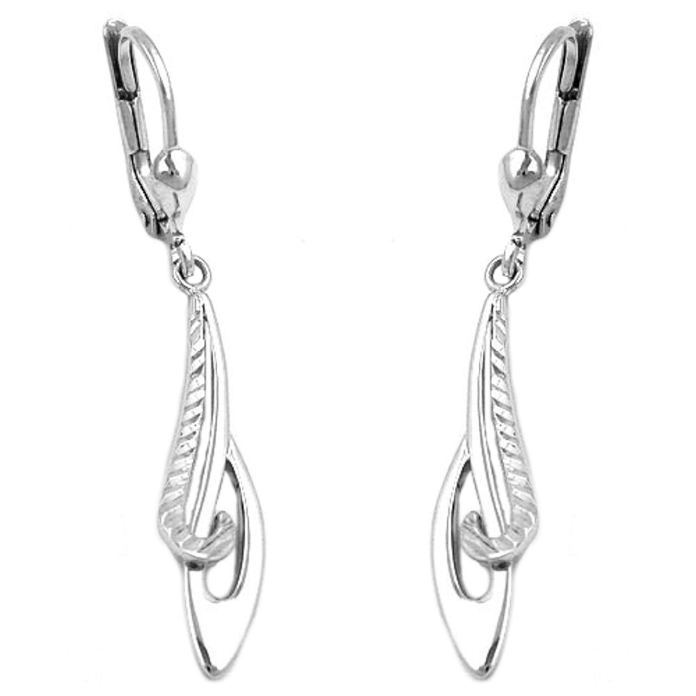 Boucles d'oreilles argent 925, design courbé, fermoir leverback