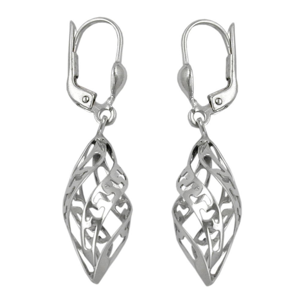 Boucles d'oreilles argent 925 gouttes fantaisie plaquées rhodium