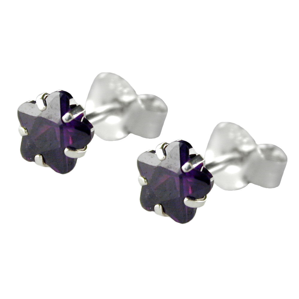 Boucles d'oreilles argent 925 avec zirconium améthyste