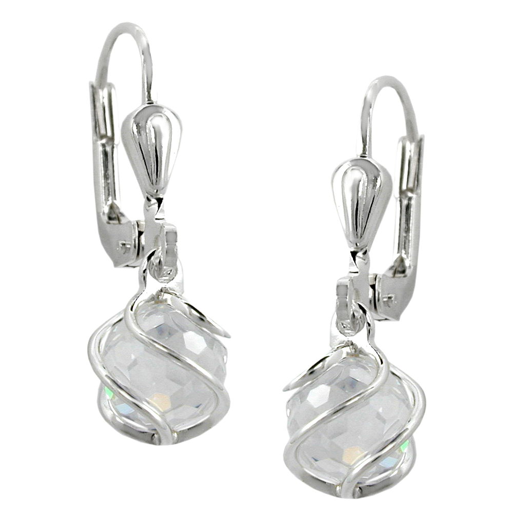 Boucles d'oreilles argent 925 globe zircone cubique