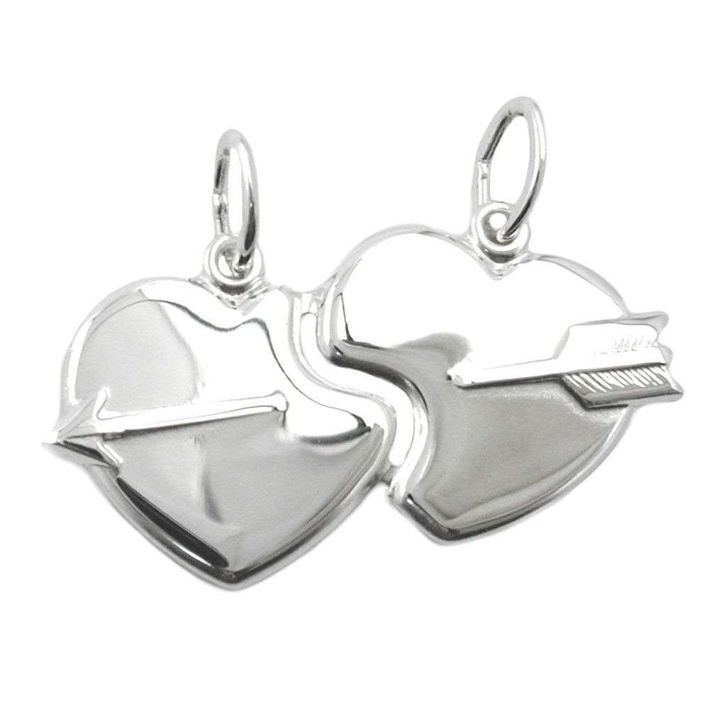 Pendentif argent 925 cœurs percés flèche séparable