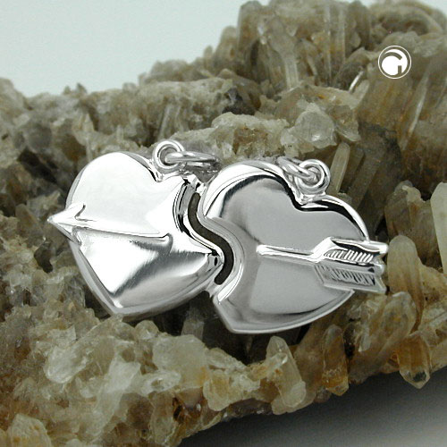 Bijou argent amitié deux cœurs percés pendentif
