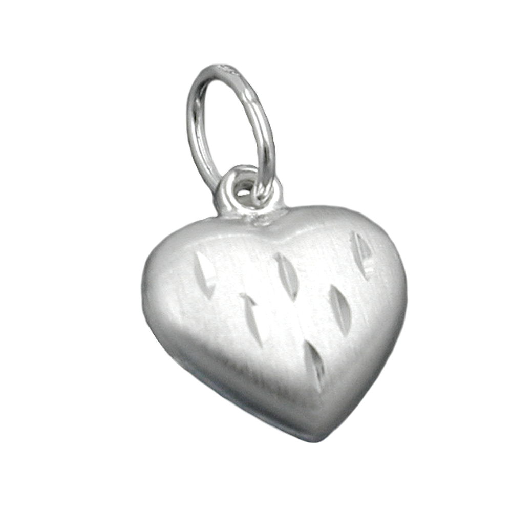 Pendentif coeur argent 925 finition mate taille diamant