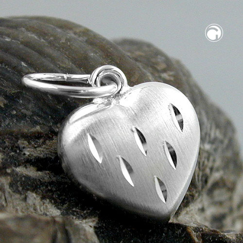 Bijou argent coeur mat vue de face