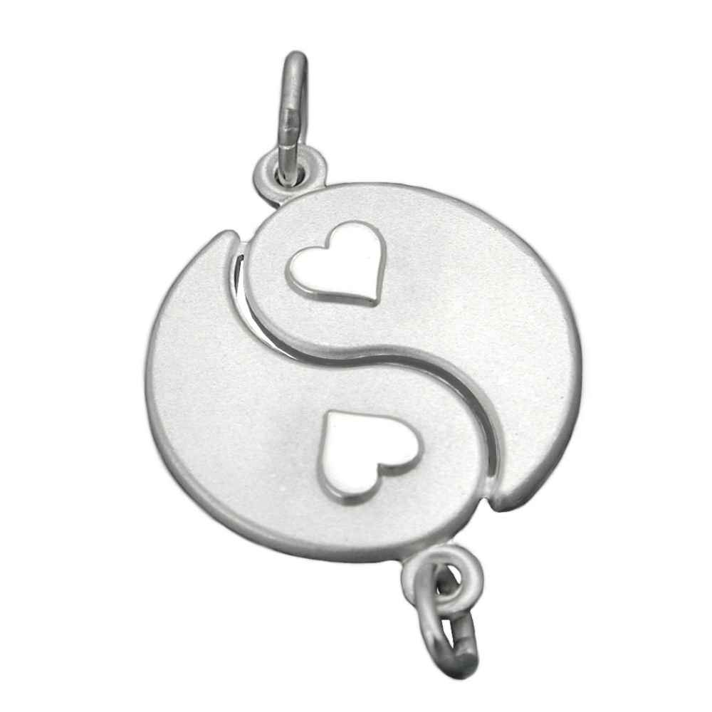 Pendentif argent 925 Yin-Yang amitié modulable avec cœurs