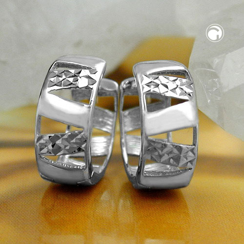 Paire de boucles d'oreilles argent sterling rhodiées style créole