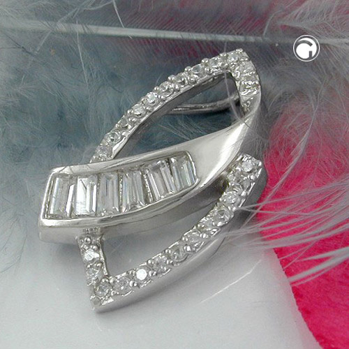 Bijou argent pendentif motif géométrique zircones