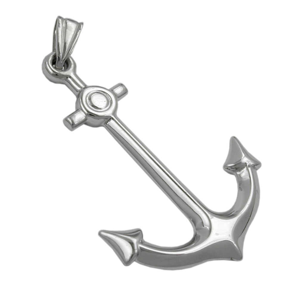 Pendentif ancre argent 925 rhodié vue face