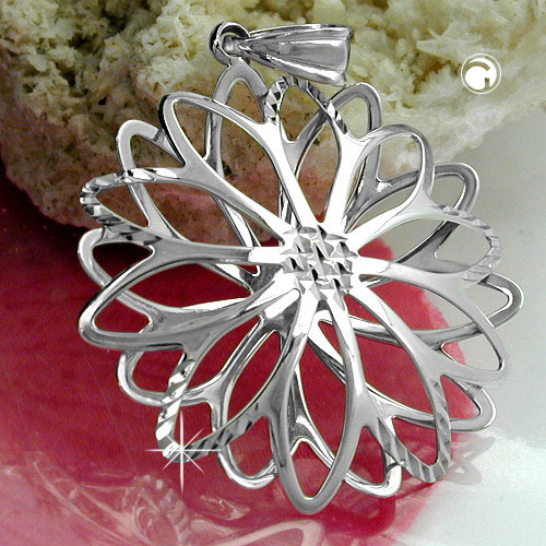 Pendentif fleur argent sterling détail motif