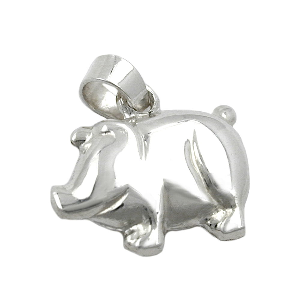 Pendentif argent 925 cochon porte-bonheur vue face