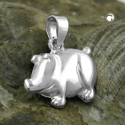 Pendentif argent sterling forme cochon détail finition