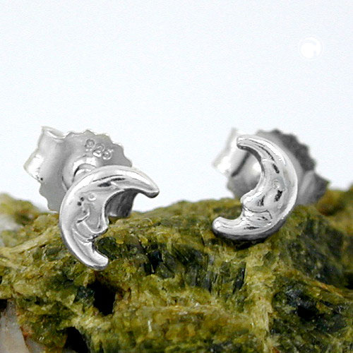 Boucles d'oreilles argent sterling motif lune de profil