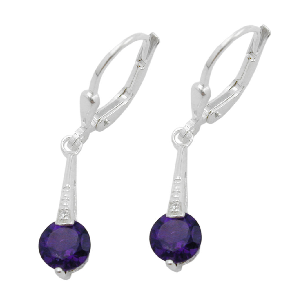 Boucles d'oreilles argent 925 avec zirconium violet