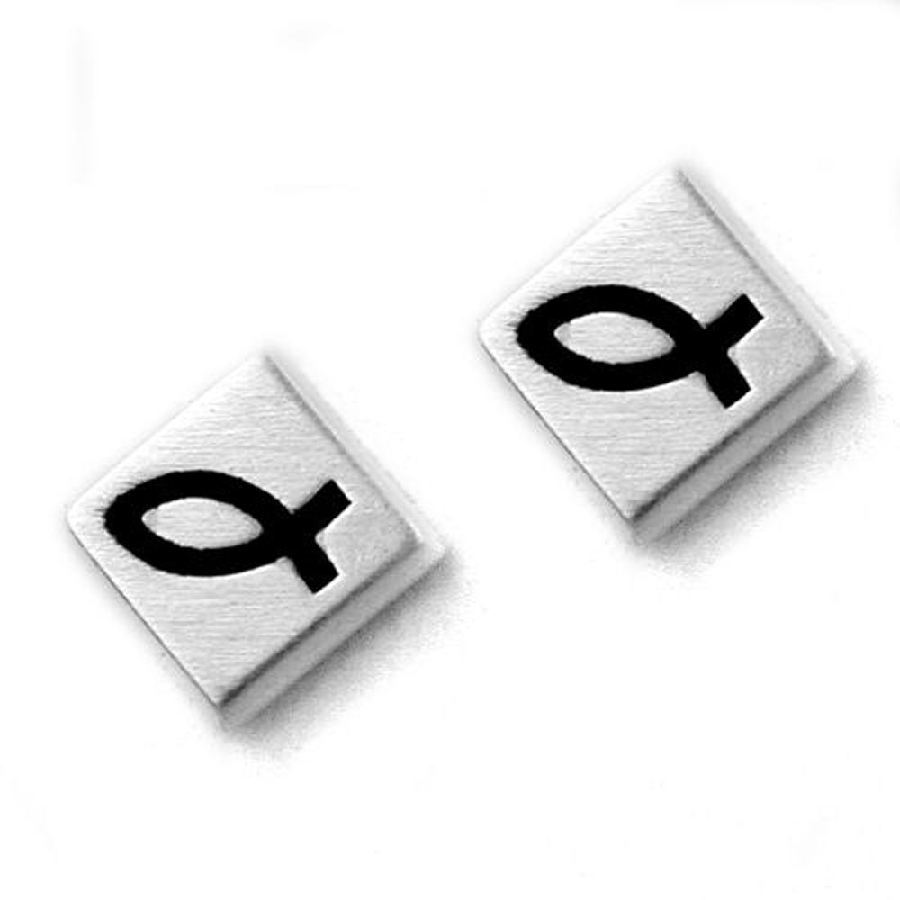 Boucles d'oreilles argent 925 poisson chrétien Ichtys