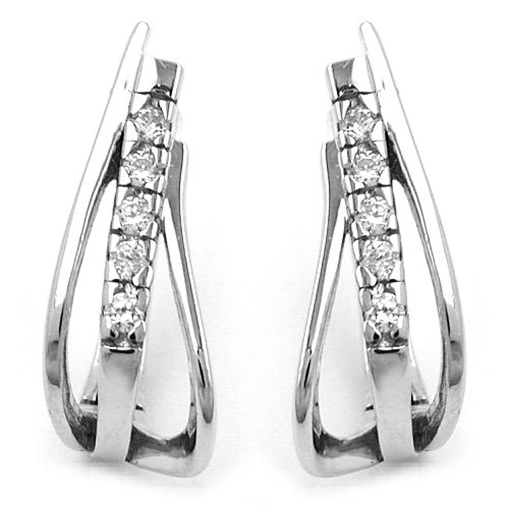Boucles d'oreilles créoles argent 925 avec zirconium cubique