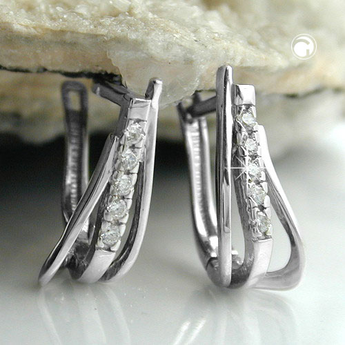 Créoles fines argent sterling zirconium blanc