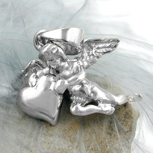 Pendentif ange argent sterling vue de profil