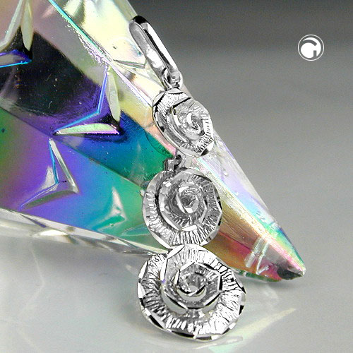 Pendentif argent sterling fleurs de profil