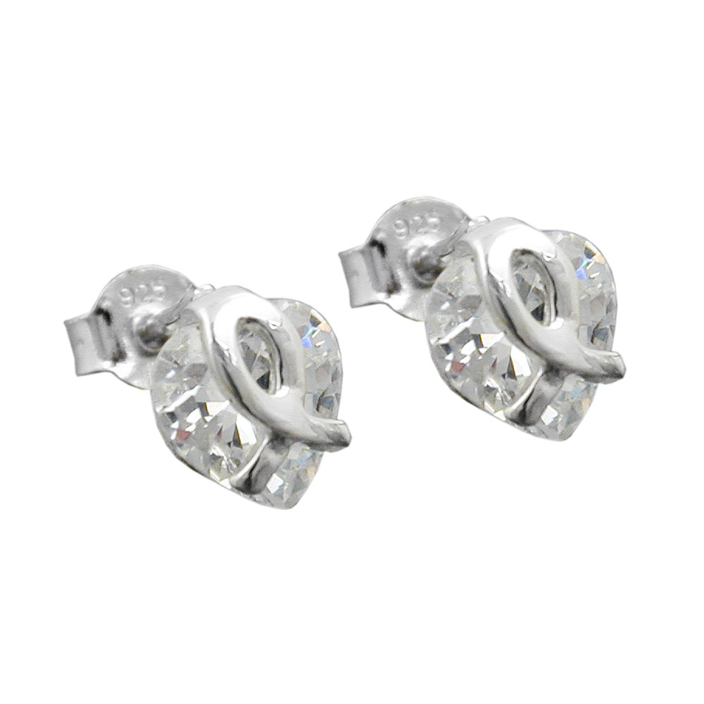 Boucles d'oreilles argent 925 coeur avec zirconium