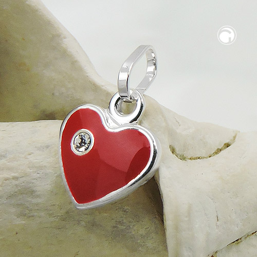 Bijou enfant argent sterling cœur rouge et strass blanc