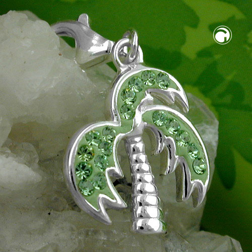 Charme argent sterling palmier avec strass verts