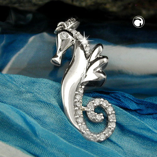 Pendentif argent sterling forme hippocampe avec zirconias
