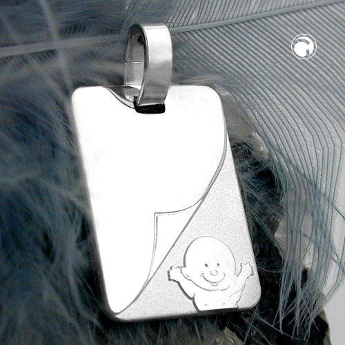 Pendentif argent sterling christening bébé gravure