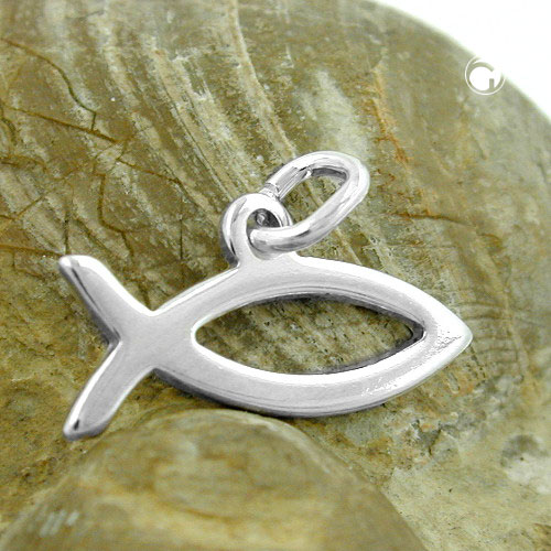 Vue de profil du pendentif argent 925 en forme de poisson