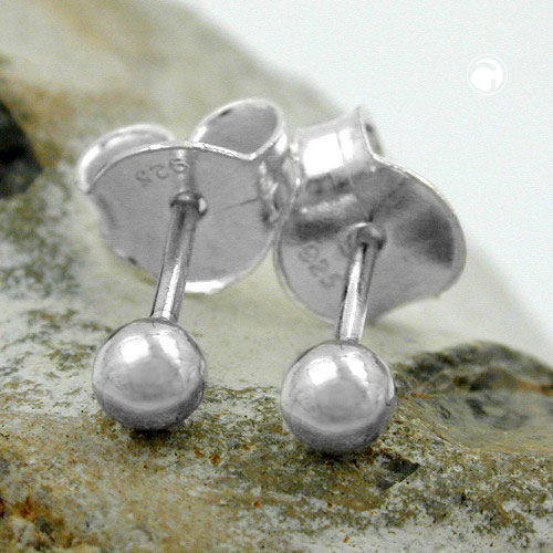 Paire de boucles d'oreilles argent sterling boules 3mm