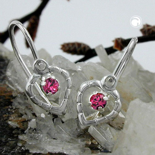Boucles d'oreilles enfant argent sterling coeur rose