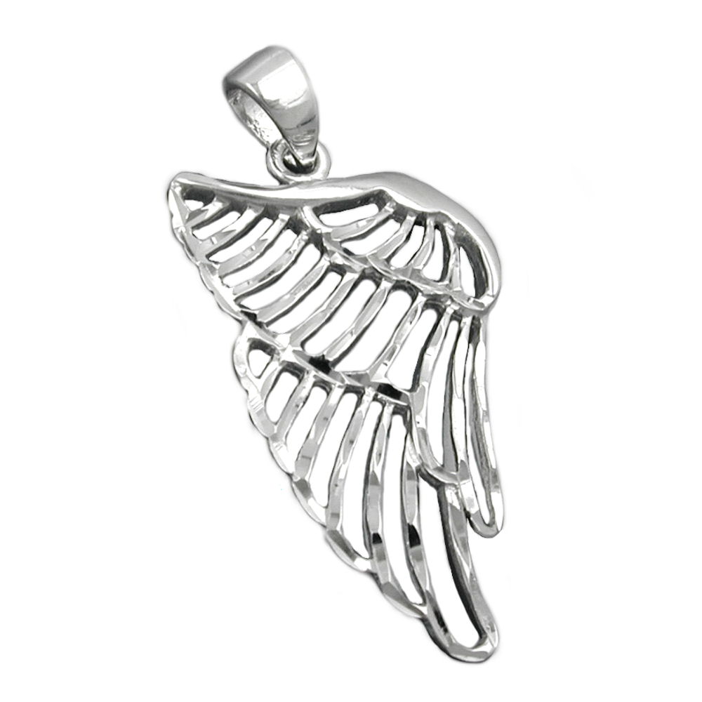 Pendentif aile argent 925 rhodié sur fond blanc