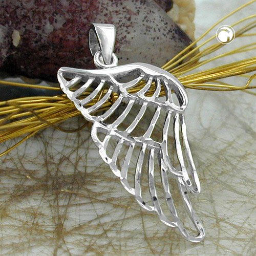 Bijou pendentif aile en argent sterling vue de profil