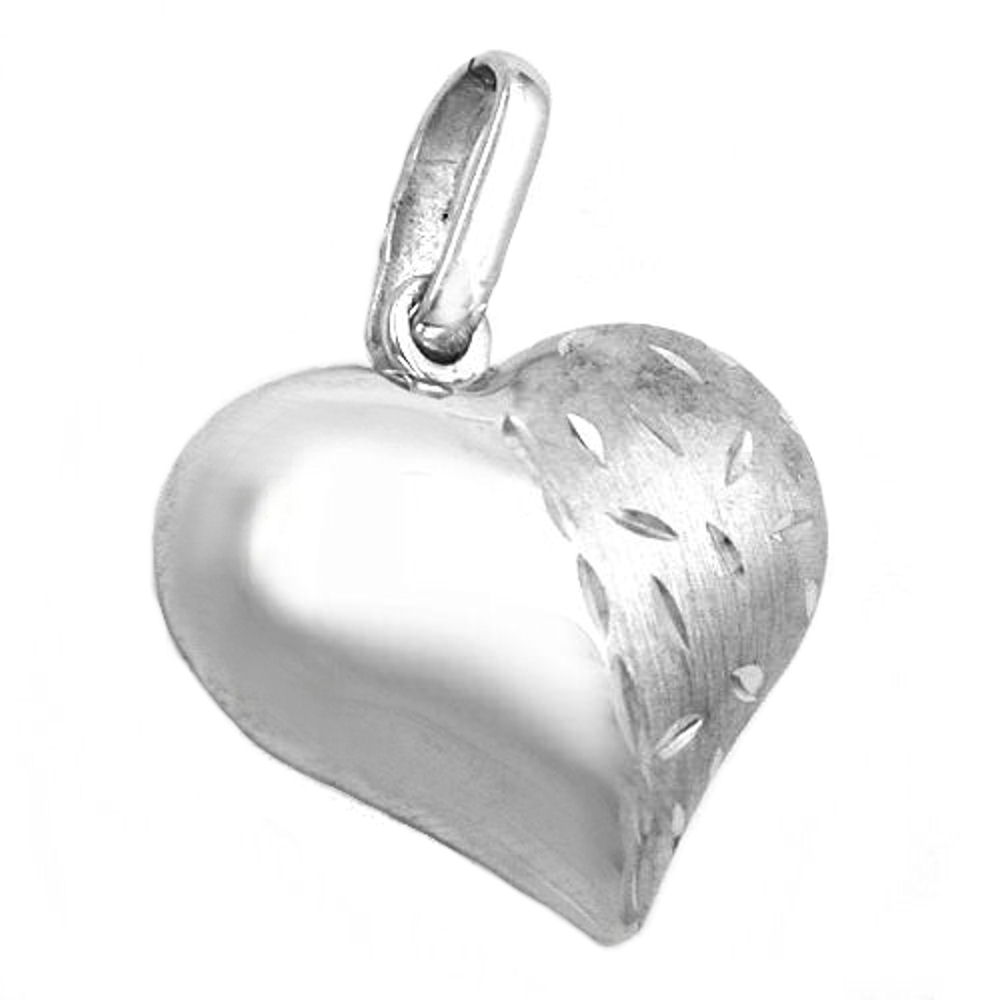 Pendentif argent 925 en forme de cœur avec taille diamant