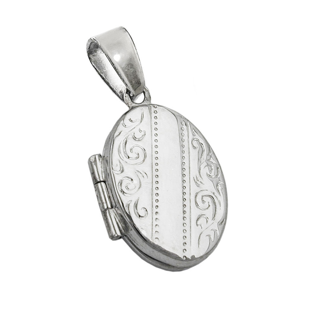 Pendentif médaillon ovale en argent 925 ouvert avec photo