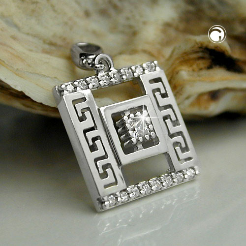 Pendentif argent sterling rhodié orné de zirconias motif romain