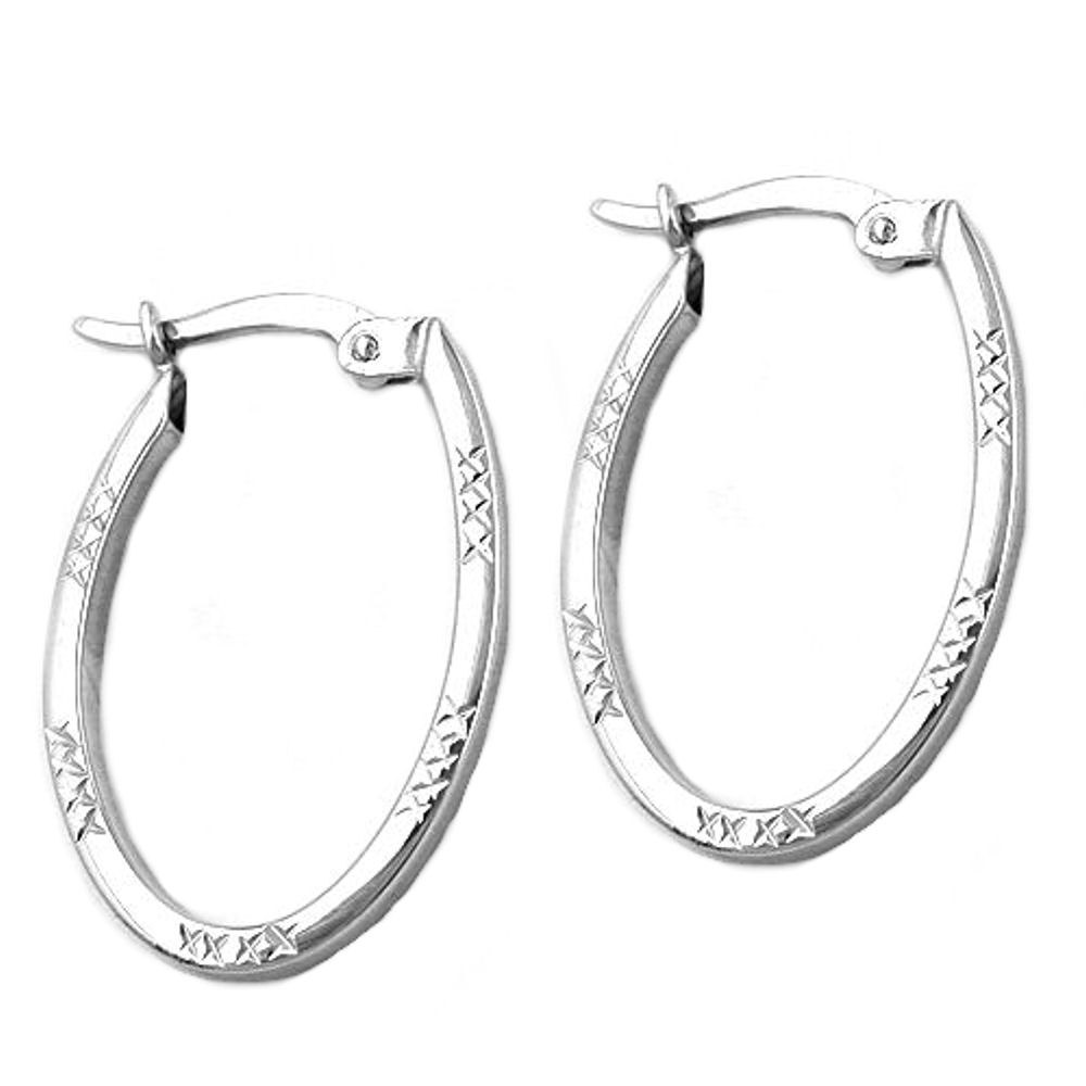 Boucles d'oreilles argent 925 ovales motif chic