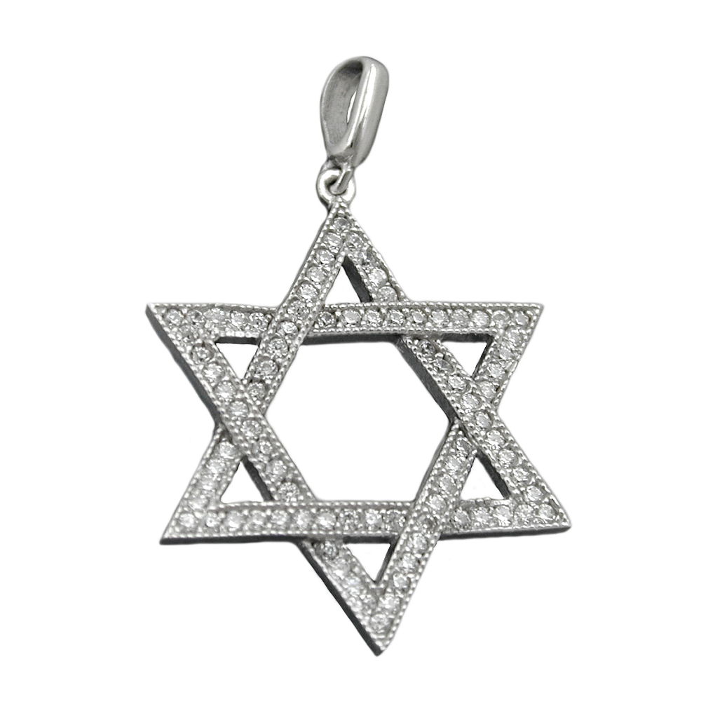 Pendentif Étoile de David en argent 925 serti de zirconias